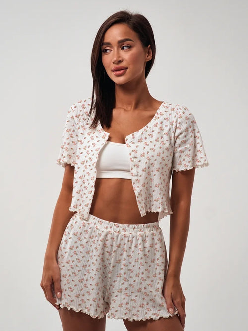 A set of women's loungewear - blended cotton material - ...